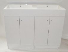 1 x His & Hers Double Bathroom Vanity Unit - 1200mm Wide - Features a High Gloss White Finish and So