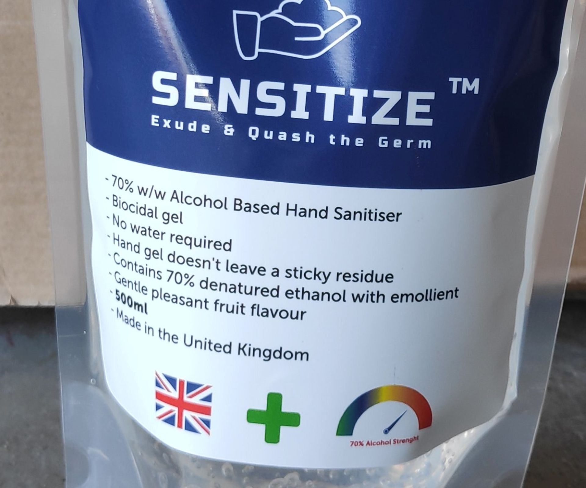 640 Pouches of Sensitize Hand Sanitizer - 500ml, 70% Alcohol, Hospital Grade Sanitizer - CL513 - - Image 4 of 4
