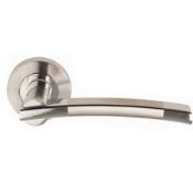 6 x Orpheus Door Handles (Pairs) on Round Rose Screw Rose - Brand New Stock - Location: Peterlee,SR8