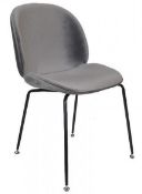 2 x GRACE Upholstered Contemporary Dining Chairs In Grey Velvet - Dimensions: W48 x D50 x H85 cm - B