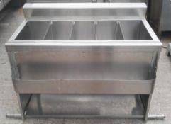 1 x Stainless Steel Back Bar Ice Well With Speed Rail - Dimensions: 82 x 102 x 58cm - Pre-owned, Tak