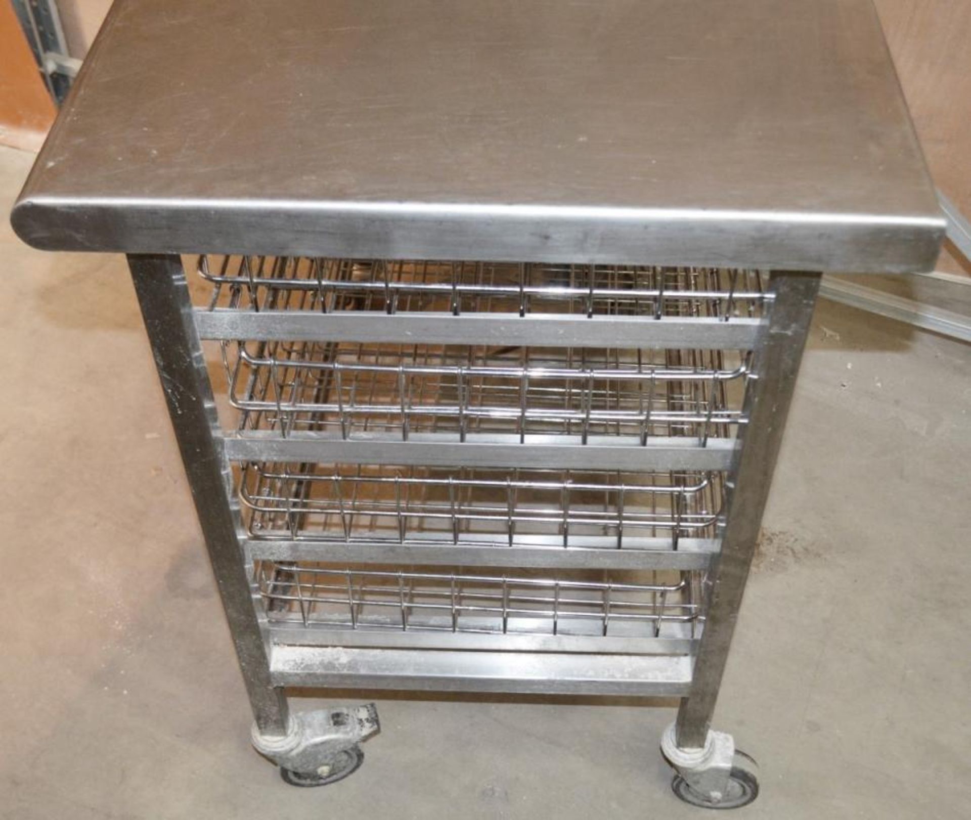 1 x Stainless Steel Commercial Kitchen 4-Basket Trolley On Castors - Dimensions: W90.5 x D60 x H88cm - Image 2 of 4