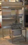 1 x Stainless Steel Commercial Wash Stand - Features Wash Basin With Drainer Cover, Shelves,