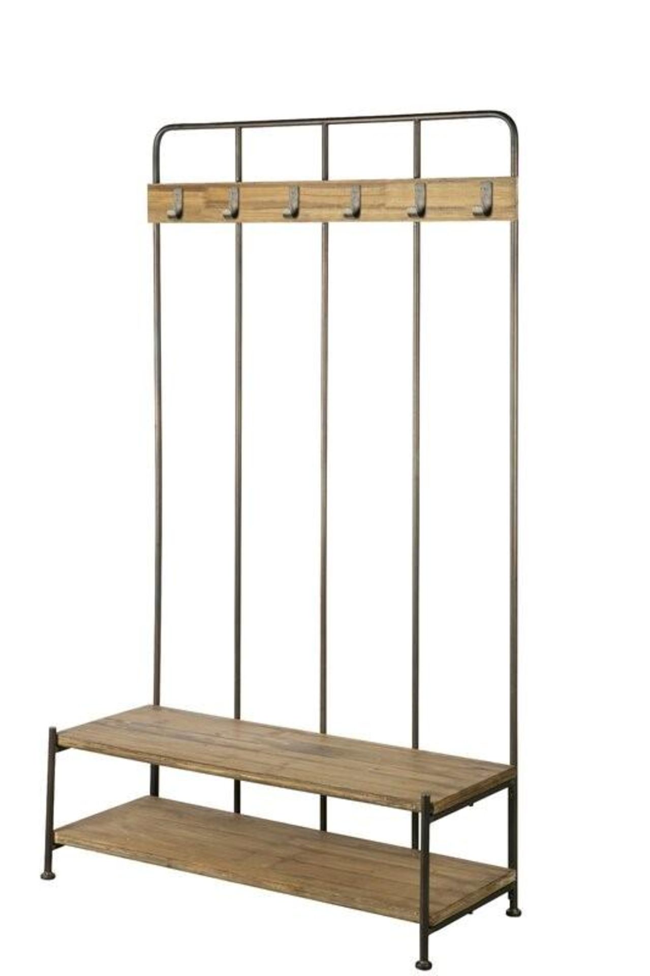 1 x GIRO Industrial-style Freestanding Coat Rack / Hallway Stand In Wood And Metal - Brand New Boxed - Image 4 of 5