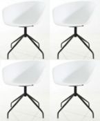 A Set Of 4 x Elegant Dining Chairs With White Curved Seats And Black Metal Bases - WH2 B5 - Brand Ne
