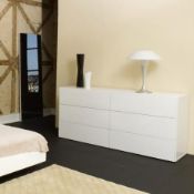 1 x 'Aurora' Contemporary Pure White 6-Drawer Wide Chest Designed By Ricardo Marcal - Dimensions: H8