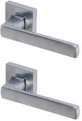 5 x Pairs of Sorrento Axis Internal Door Handle Levers With Square Rose in Satin Chrome - Brand