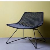 1 x WOOOD Designs 'OTIS' Indoor / Outdoor Chair In BLACK With Metal Base - Dimensions: H77.5 x W65 x