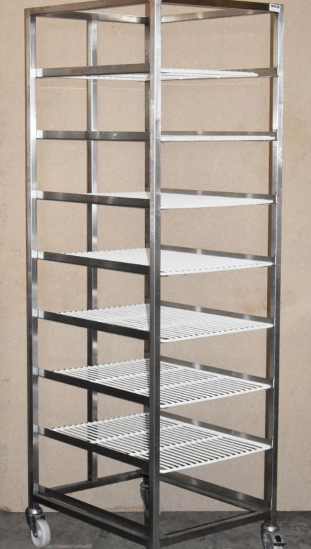 1 x Stainless Steel 8 Tier Mobile Shelf Unit For Commercial Kitchens With White Coated Wire Shelves - Image 9 of 11