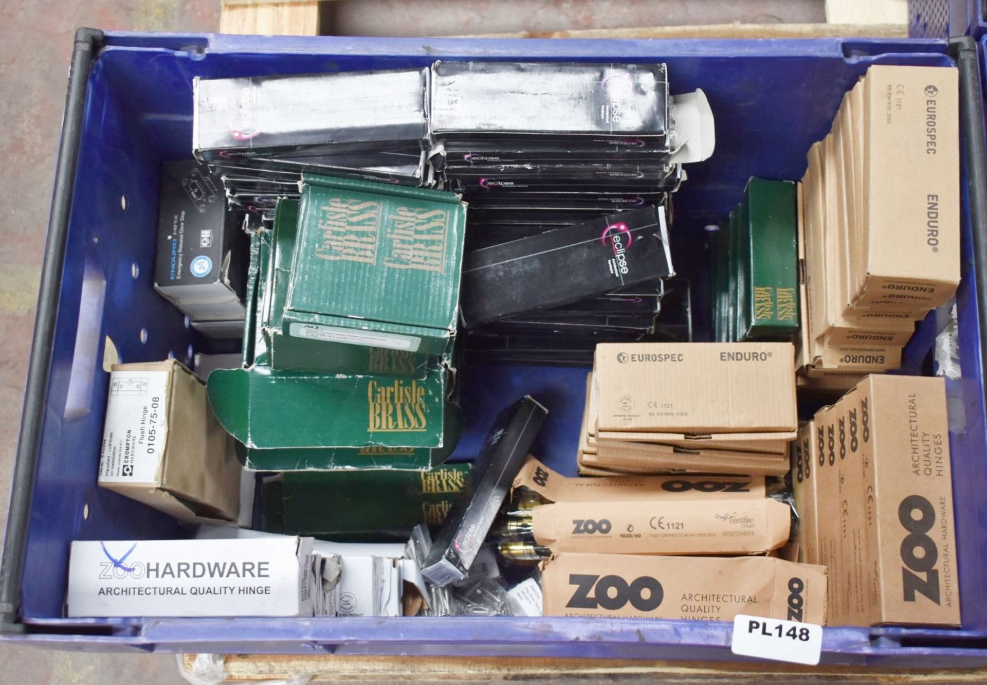 Approximately 90 x Assorted Boxes of Hinges - Brands Include Carlisle Brass, Zoo, Enduro and Eclipse