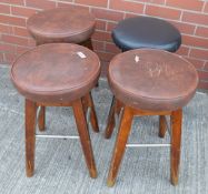 4 x Short Upholstered Bar Stools - Dimensions: Height 57cm, Diameter 37cm - Used, In Good Overall