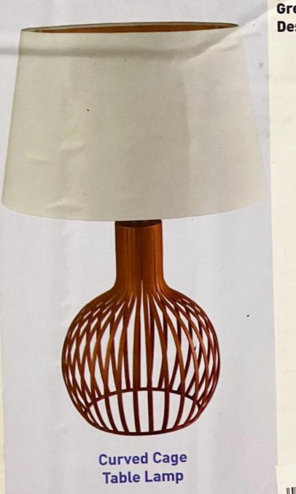 1 x Searchlight Curved Cage Table Lamp in a red finish with a steel base- Ref: 7381RE - New And Boxe