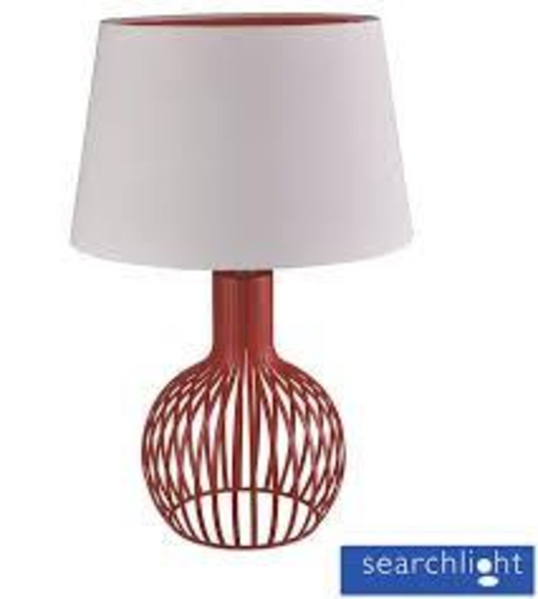 1 x Searchlight Curved Cage Table Lamp in a red finish with a steel base- Ref: 7381RE - New And Boxe - Image 2 of 4