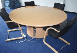 1 x Round Office Meeting Table in Beech With Four Bentwood Meeting Chairs - H76 x W180 cms - Ref: