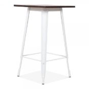 1 x Xavier Pauchard / Tolix Inspired Industrial Metal Bar Table With A Light Natural Wood Top And Wh