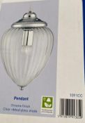1 x Searchlight Pendant in a chrome finish with a clear ribbed glass shade - Ref: 1091CC - New And B