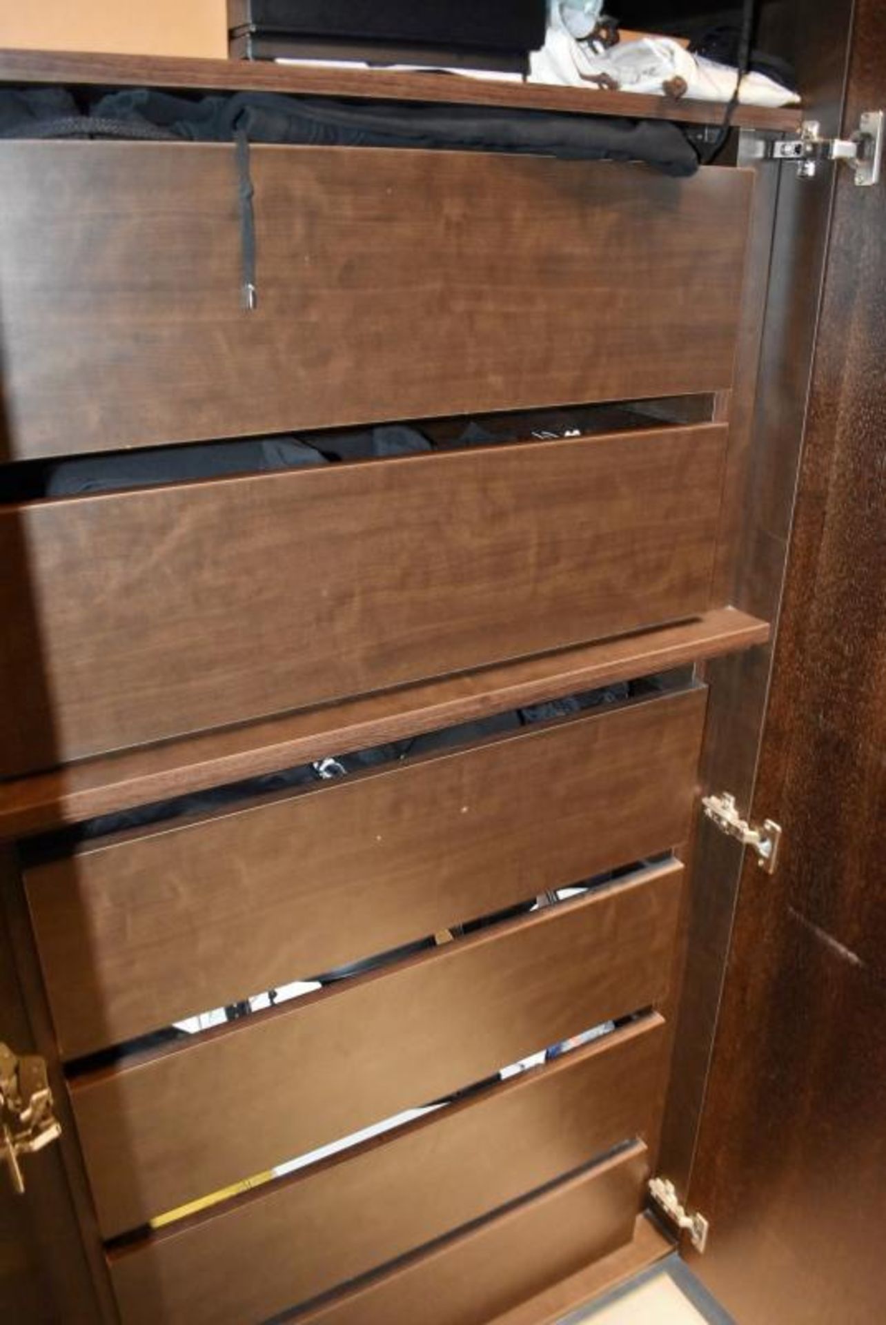 14-Door Walk-in Wardrobe Storage Installation With Dark Wood Veneer Doors - Compises Of 7 x Double D - Image 10 of 12