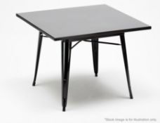 1 x Xavier Pauchard / Tolix Inspired Industrial Outdoor Table In Black - Dimensions: 80 x 80 x H75cm