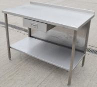 1 x Stainless Steel Commercial Prep Table With Drawer - Dimensions: H93 x W120 x D70cm - Very Recent