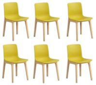 Set of 6 x Swift DC-782W Dining Chairs With Chartreuse ABS Seats and Natural Wood Bases - Dimensions