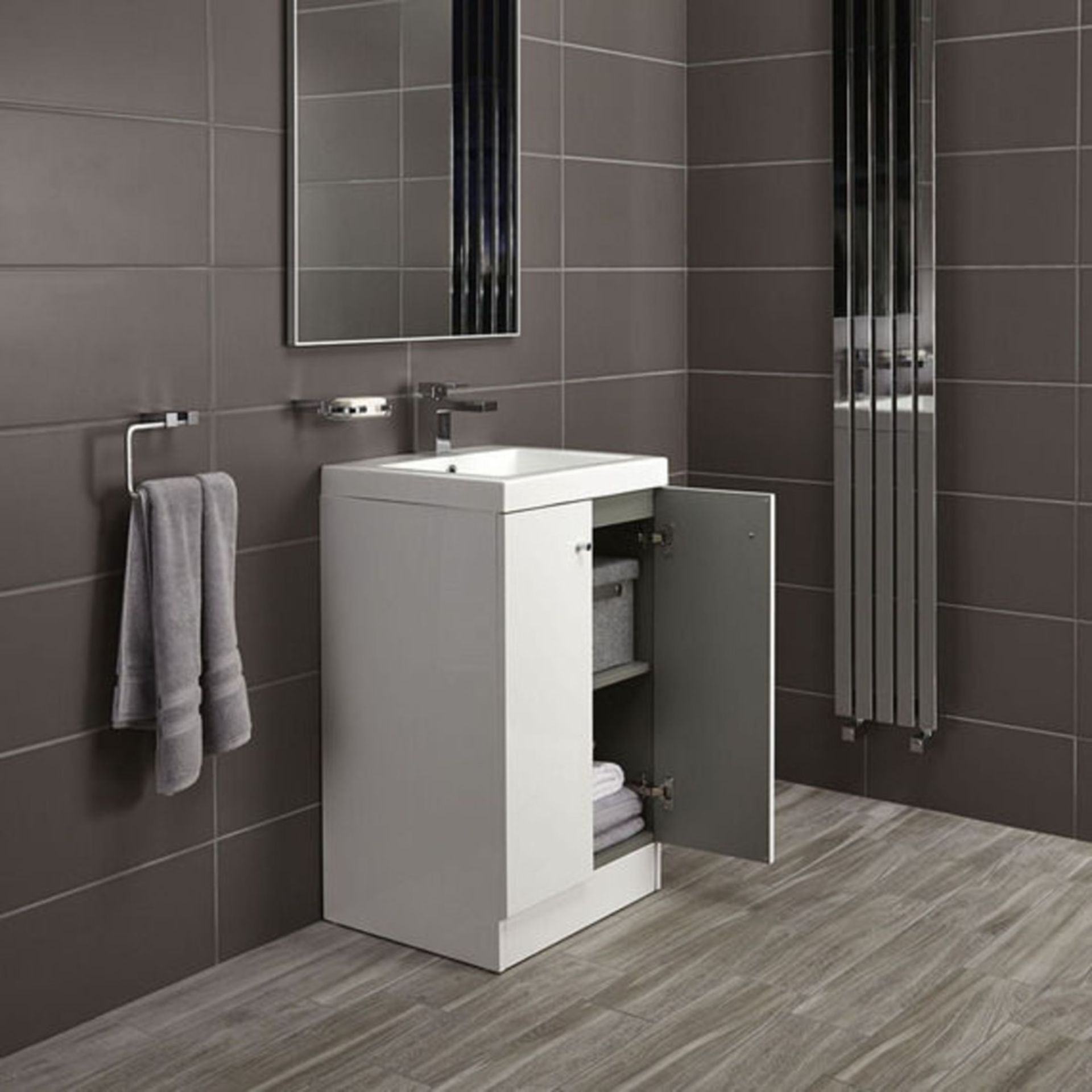 10 x Alpine Duo 500 Floor Standing Vanity unit - Gloss White - Brand New Boxed Stock - Dimensions: - Image 3 of 4