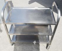 1 x Stainless Steel Trolley - Dimensions: H82 x 70 x 40cm - Pre-owned, Taken From An Asian Fusion Re