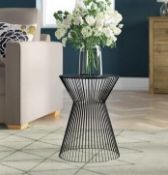 1 x 'Suus' Contemporary Diabalo Style Openwork Metal SIDE Table In Black - Dimensions: 35 × 35 × 46