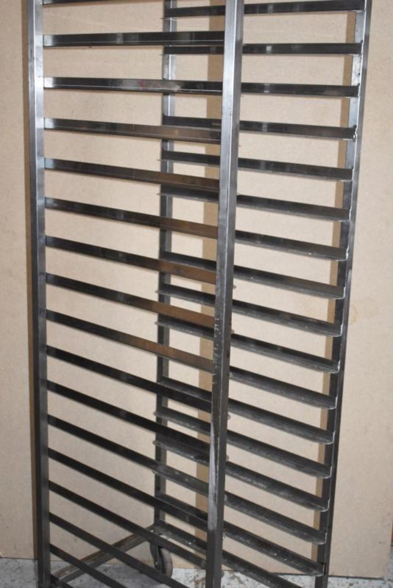 1 x Stainless Steel 18 Tier Mobile Tray Trolley - H182 x W46.5 cms - Suitable For 41.5 cms Wide Tray - Image 5 of 6