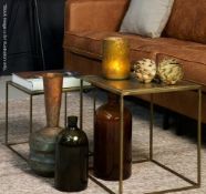 A Set Of 2 x 'Metallic' Designer Nesting Metal Side Tables In A Brass Finish - Brand New Boxed Stock
