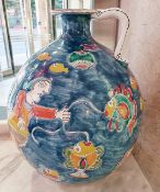 1 x Large Italian Handpainted 'Giovanni DeSimone' Fisherman Jug / Flask - Circa 1970s/80s