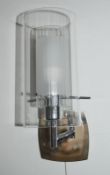 1 x Milo Chrome Wall Light With A Clear Glass Cylinder Shade - Ex Display Stock - CL298 - Ref: J322