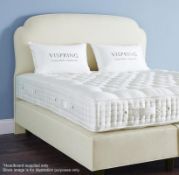 1 x VISPRING 'Eccleston' Luxury King Size Upholsted Headboard In A Premium Light Cream Fabric - Hand