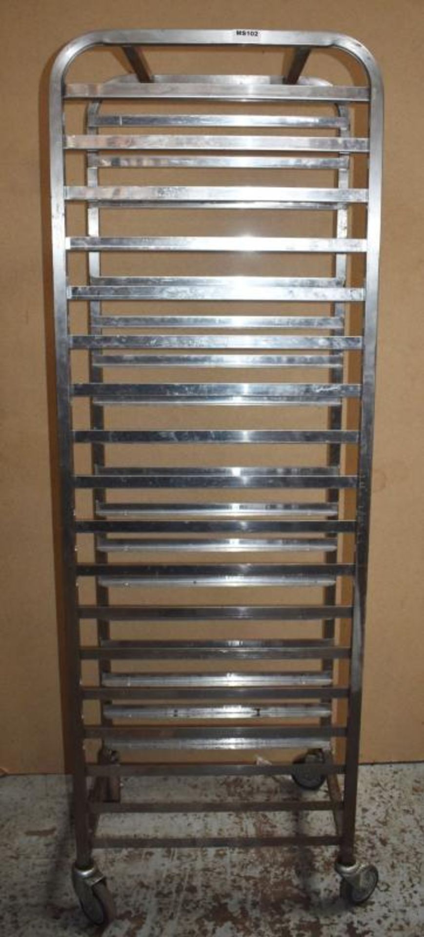 1 x Stainless Steel 18 Tier Mobile Tray Trolley - H182 x W46.5 cms - Suitable For 41.5 cms Wide Tray - Image 6 of 6