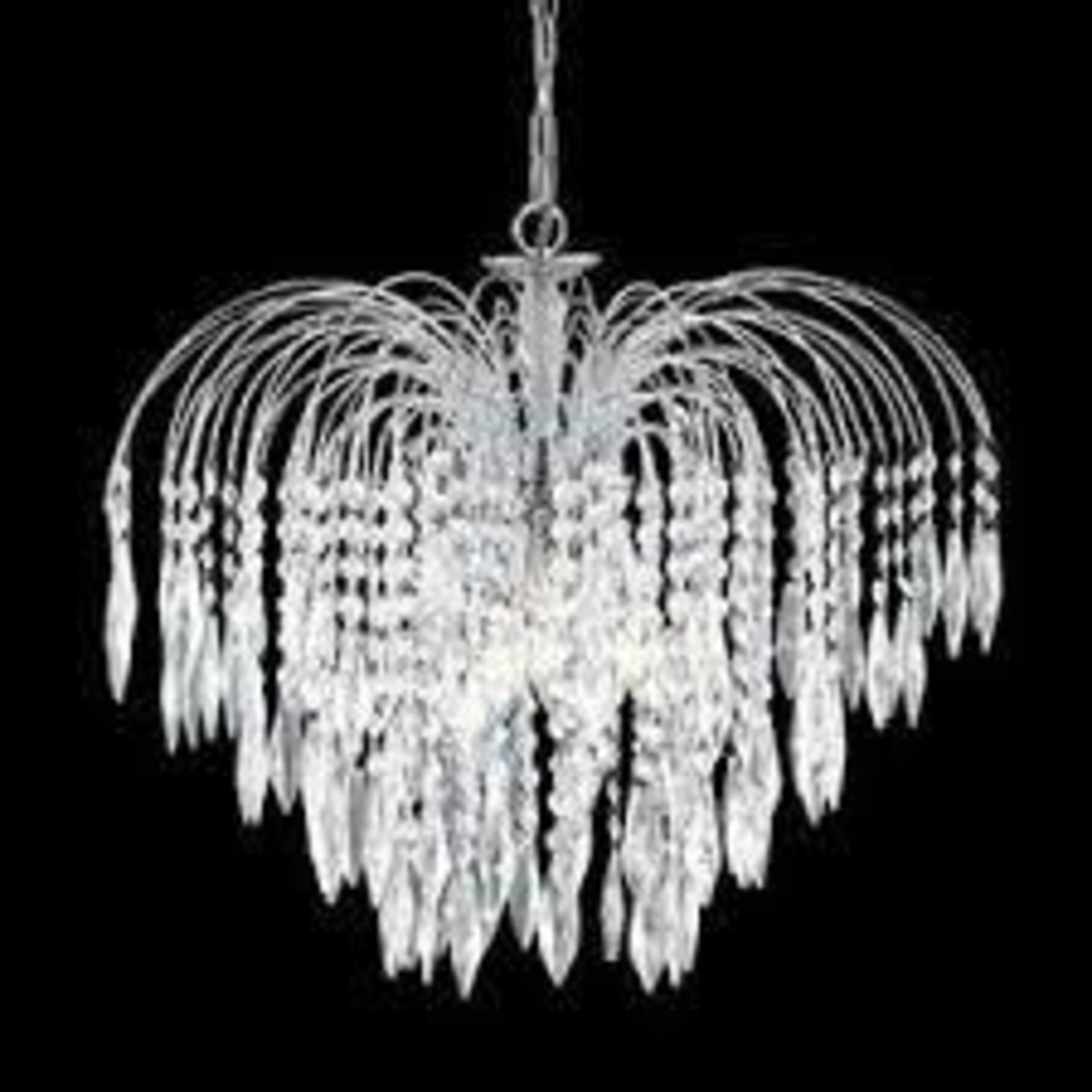 1 x Searchlight Waterfall Pendant in chrome with clear crystal glass trimmings with an adjustable he - Image 4 of 4