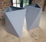 2 x Custom Steel TRAPEZIUM PLANTERS In Blush Silver - CL512 - Very Unique Ex Demonstration Pieces -