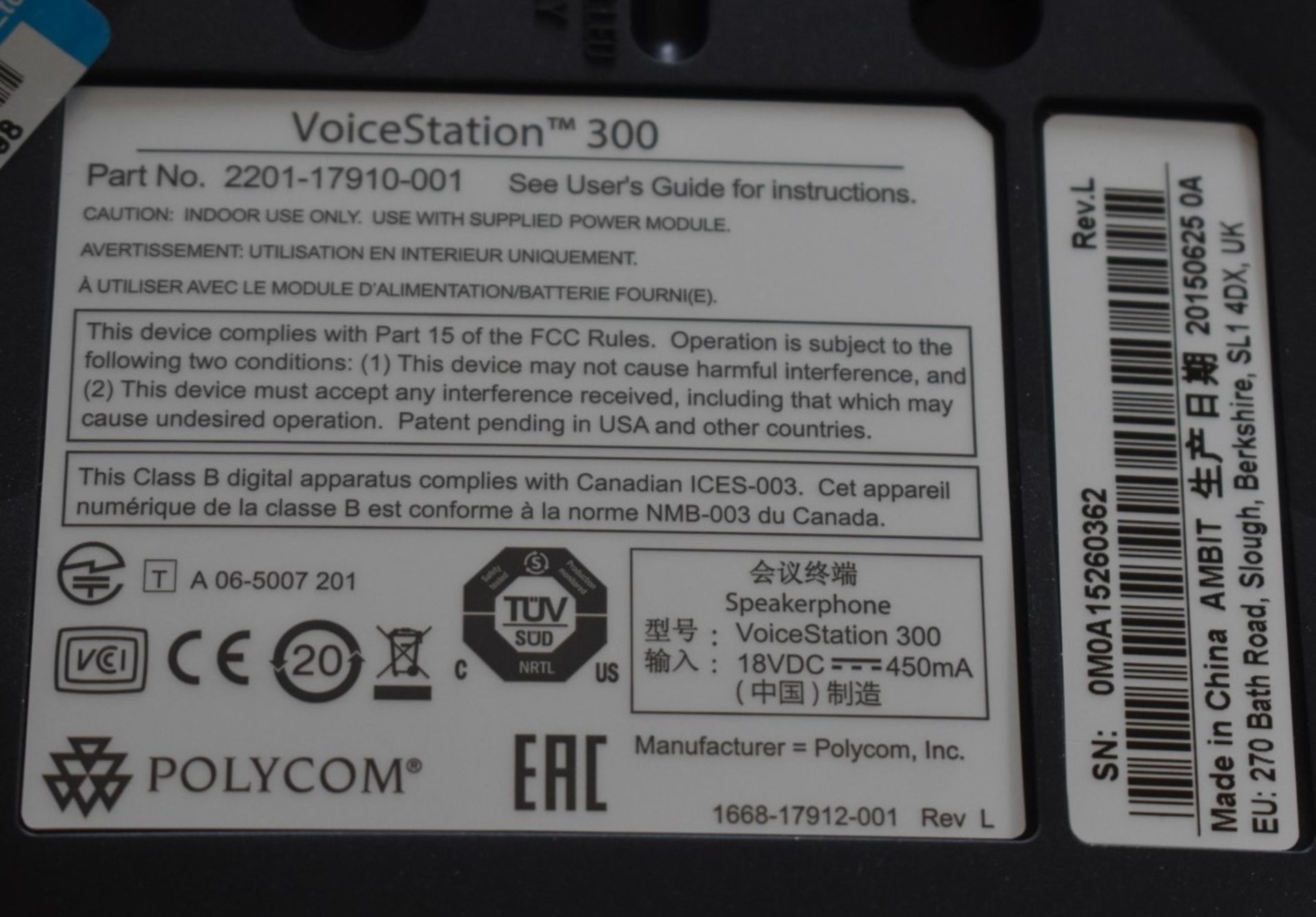 1 x Transcom Voicestation 300 Conference Phone - Ref: FF118 U - CL544 - Location: Leeds, LS14 - Image 3 of 3