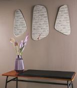 1 x Contemporary 3-Piece Wall Mounted Mirror Set By Luxury Brand Present Time - Colour: Silver - Bra