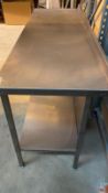 1 x Long Stainless Steel Commercial Kitchen Prep Table With Undershelf,Backplate and Upstand - Dimen