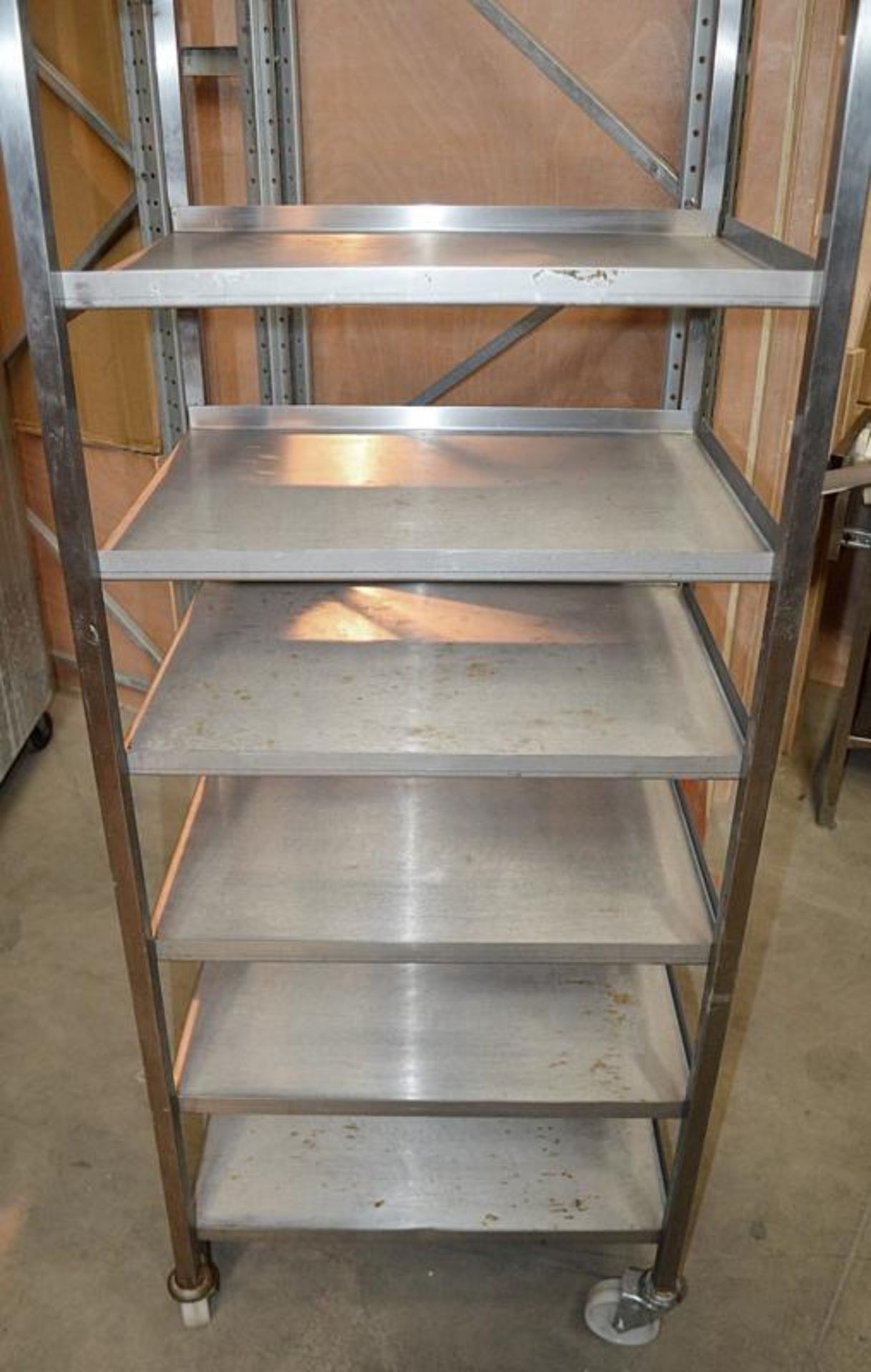 1 x Stainless Steel Commercial Kitchen 7-Teir Trolley On Castors - Dimensions: H185 x W54 x D64cm - - Image 4 of 4