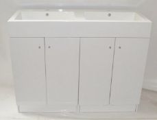 1 x Gloss White 1200mm 4-Door Double Basin Freestanding Bathroom Cabinet - New & Boxed Stock - CL307