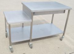 1 x Stainless Steel Commercial Prep Table With Under-shelf