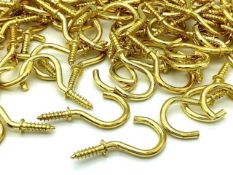 1,000 x Brass Plated Cup Screw Hooks - Product Code 632H - Size 1-1/4" 32mm - Supplied in 1 Bag of