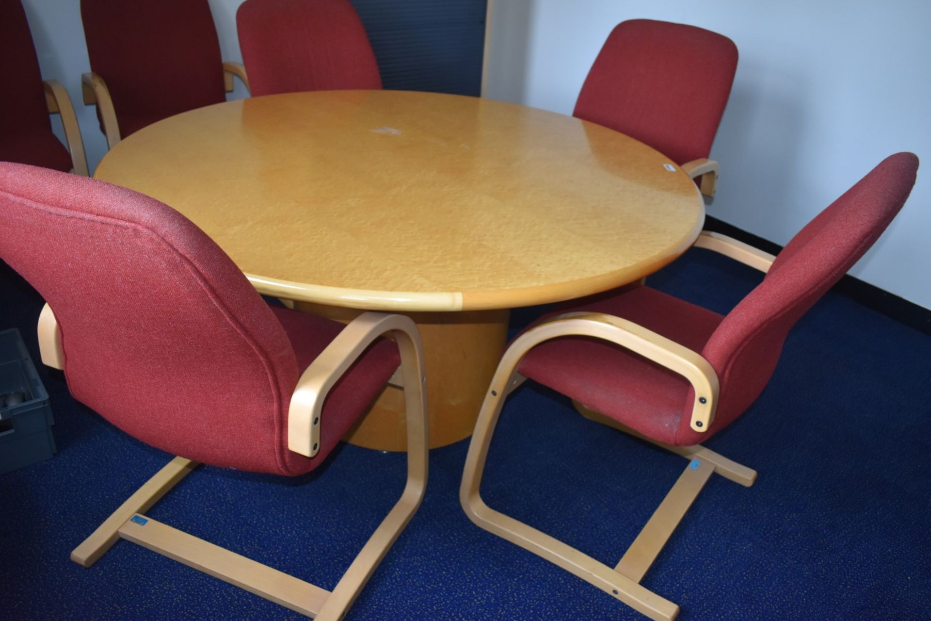 1 x Burr Maple Office Meeting Table With 7 x Bentwood Office Chairs - H72 x W150 cms Ref FF158 D - - Image 6 of 6