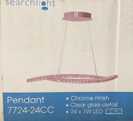 1 x SearchlightLED Ceiling Chrome Pendant with crystal glass - Ref: 7724-24CC - New And Boxed Stock