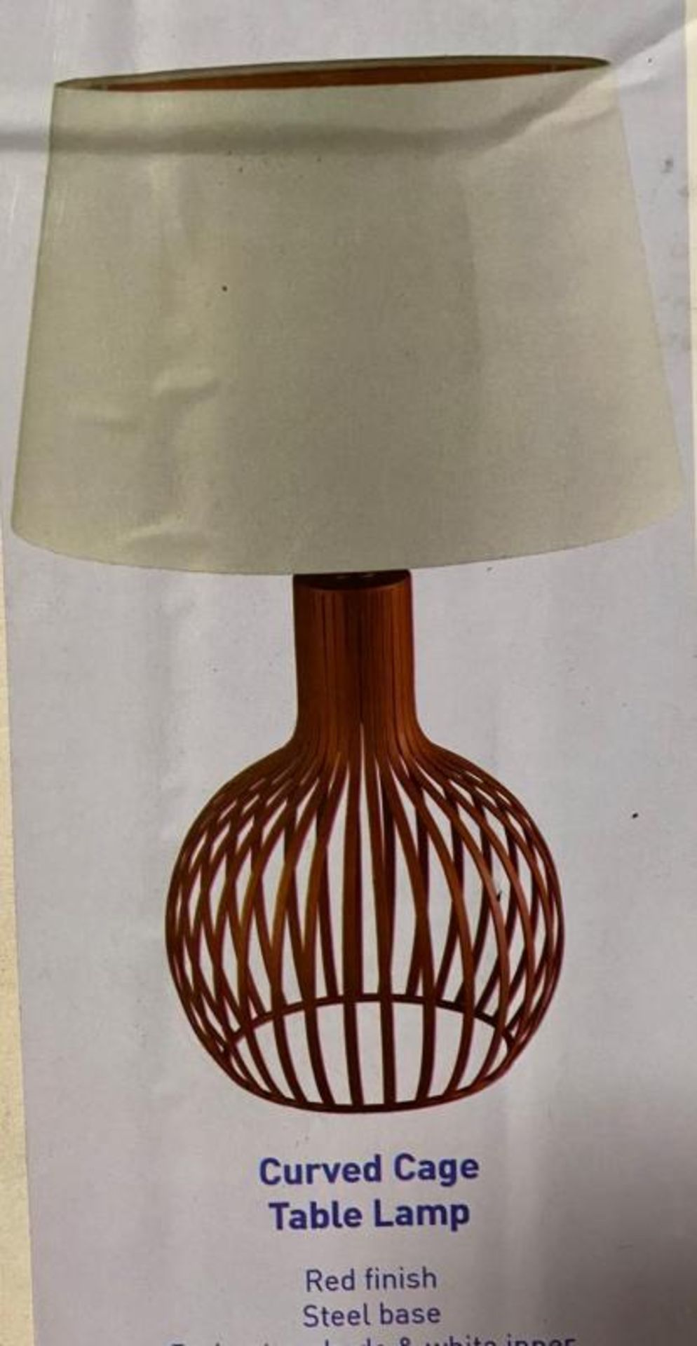 1 x Searchlight Curved Cage Table Lamp in a red finish with a steel base- Ref: 7381RE - New And Boxe - Image 3 of 4