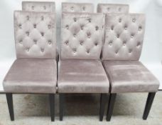 6 x Dining Chairs Upholstered In A Grey Chenille Fabric - Dimensions: H93 x W42 x D53cm, Seat 46cm -