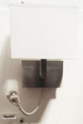 1 x Wall Mounted Light Fitting With Flexi Light In A Satin Silver Finish With Fabric Shade - Ex-Disp