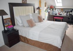 Dark Wood Bedroom Furniture Set - Includes 2.8 Metre Long Dressing Table and Headboard