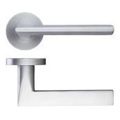 7 x Pairs of Fulton & Bray Vittoria Door Handles On Round Rose in Satin Chrome - 50mm Diameter -