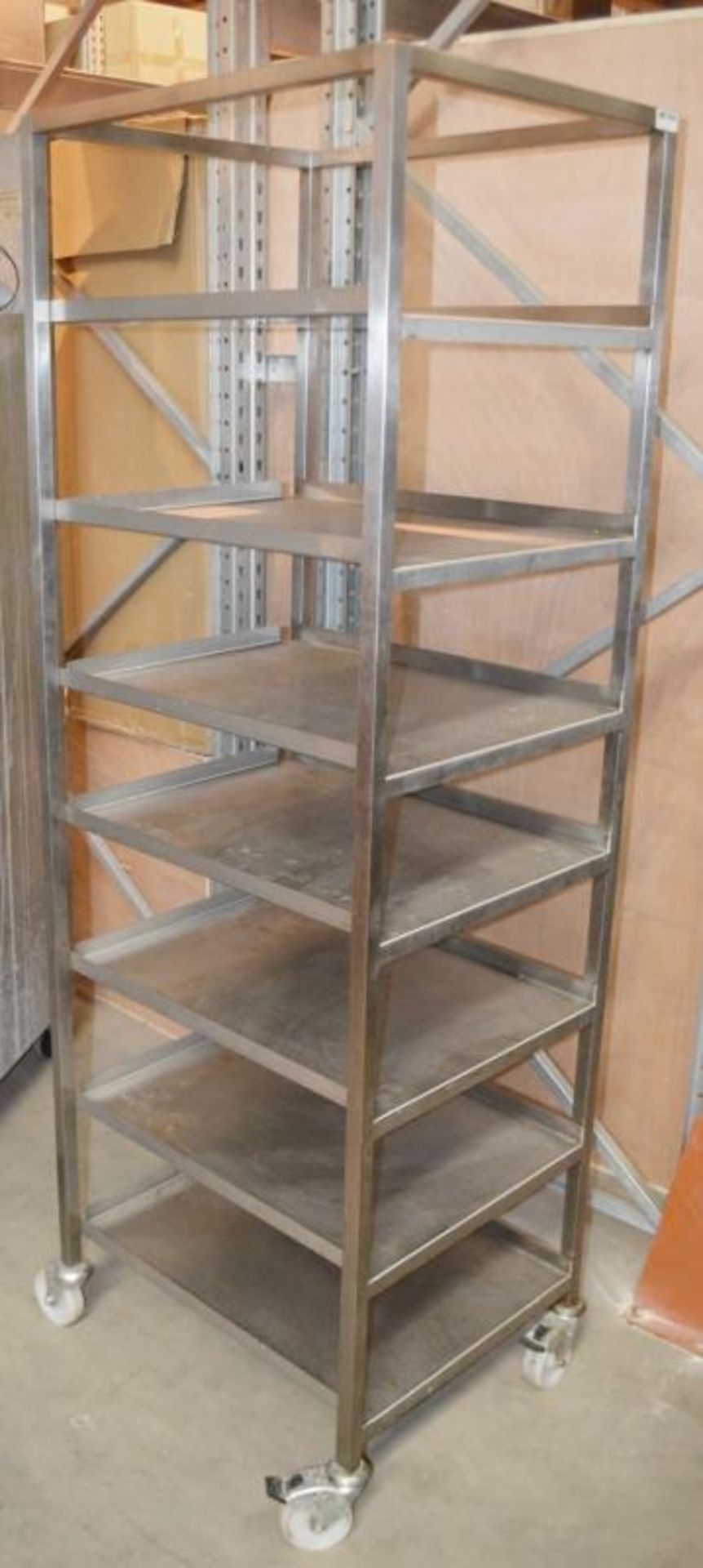 1 x Stainless Steel Commercial Kitchen 7-Teir Trolley On Castors - Dimensions: H185 x W54 x D64cm - - Image 2 of 4